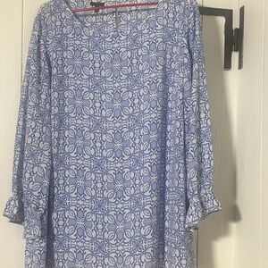 Talbots Blue and White Patterned Blouse